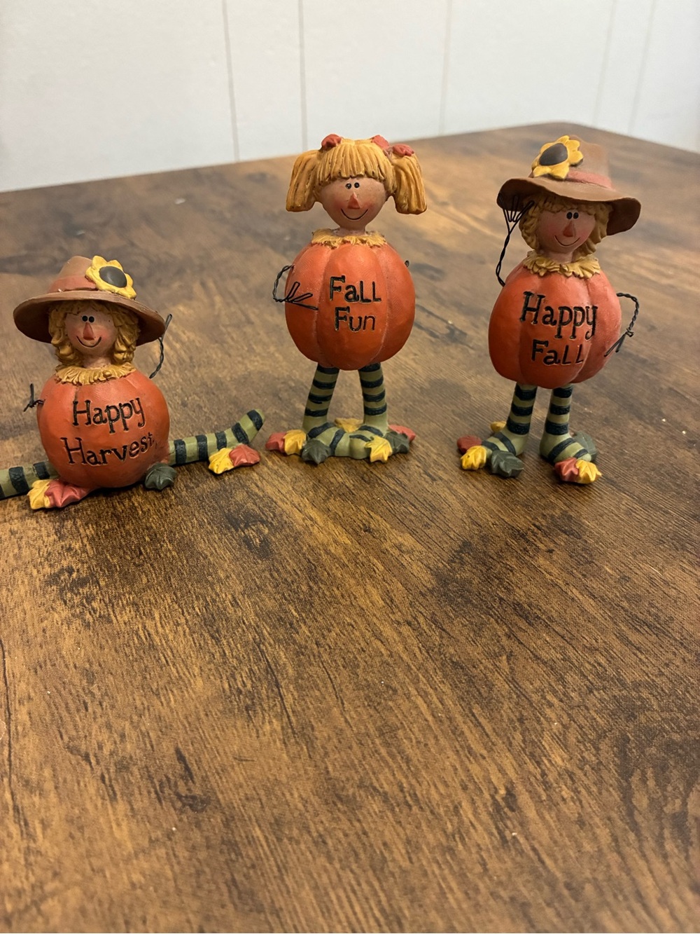Autumn Pumpkin People Figurine Trio Fall Decor